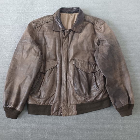 Vintage Leather A2 Bomber Jacket Mens 48T Brown Distressed Flight Safari Moto